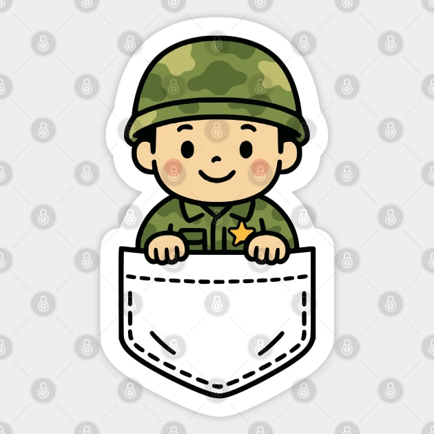 Cute Boy Soldier Pocket Pal Soldier Support Dad in Military Sticker by Yesteeyear